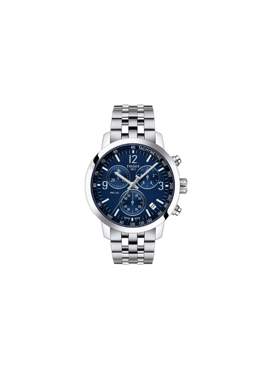 Tissot PRC 200 Chronograph Quartz Swiss Made Blue Dial 43mm T114.417.11.047.00 orologio acciaio uomo