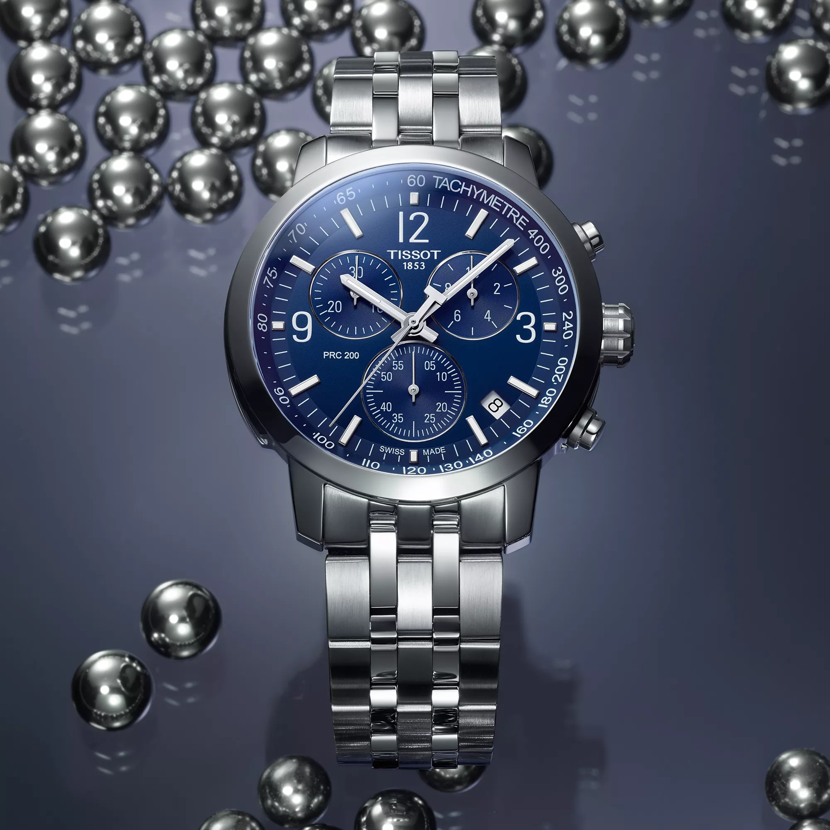 Tissot PRC 200 Chronograph Quartz Swiss Made Blue Dial 43mm T114.417.11.047.00 orologio acciaio uomo