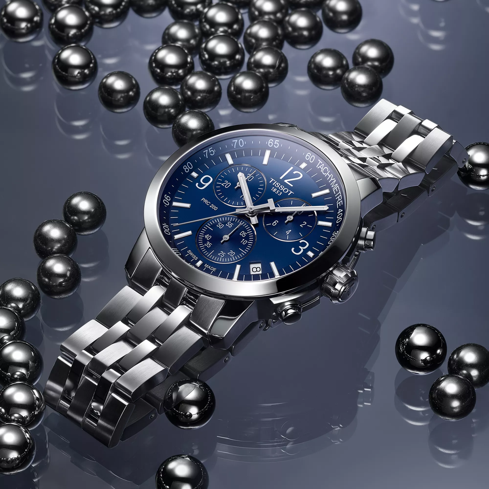 Tissot PRC 200 Chronograph Quartz Swiss Made Blue Dial 43mm T114.417.11.047.00 orologio acciaio uomo