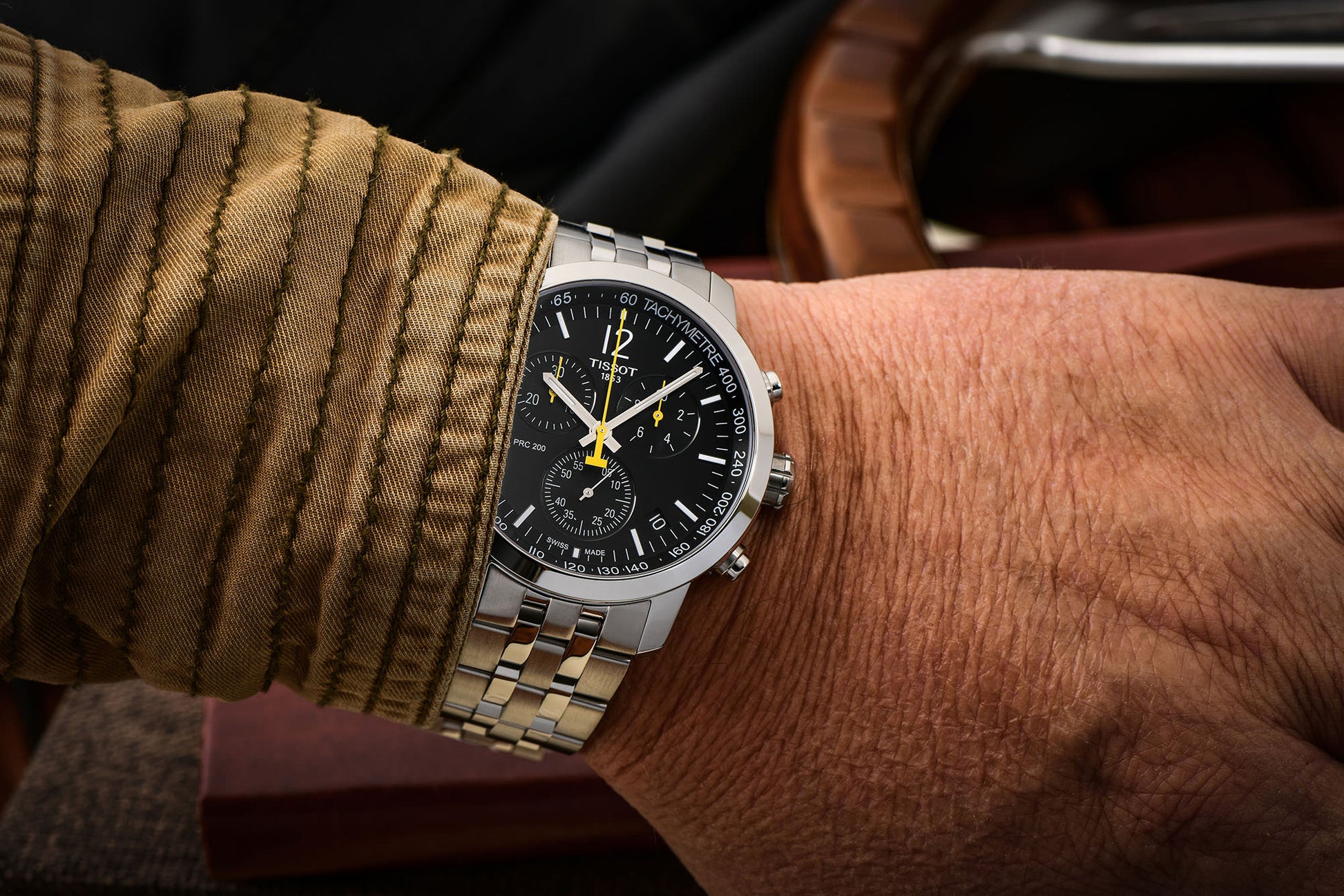 Tissot PRC 200 Chronograph Quartz Swiss Made Black Dial 43mm T114.417.11.057.00 orologio acciaio uomo