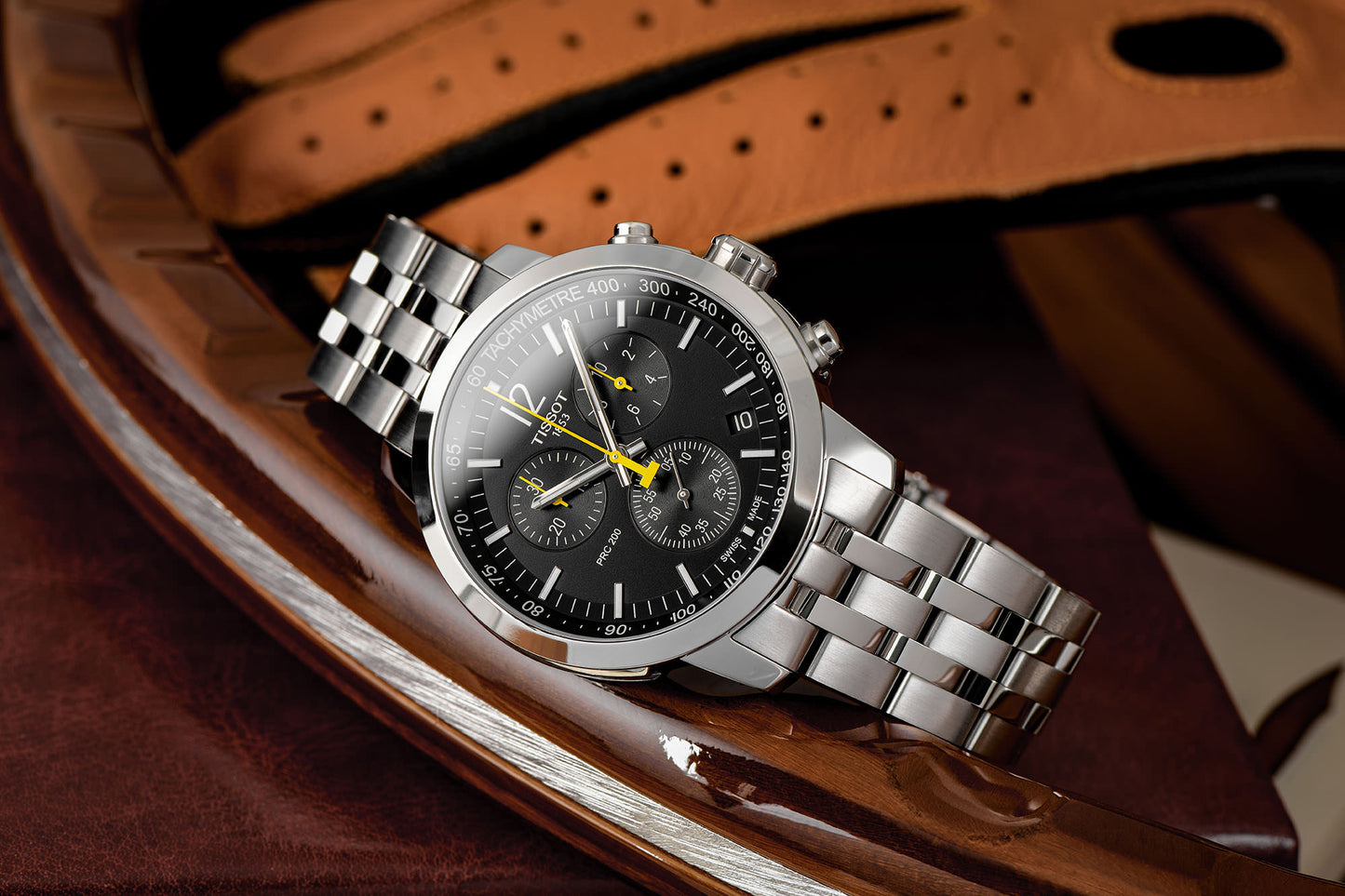 Tissot PRC 200 Chronograph Quartz Swiss Made Black Dial 43mm T114.417.11.057.00 orologio acciaio uomo