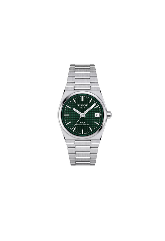 Tissot PRX 35mm automatico Swiss Made acciaio quadrante verde Ref. T137.207.11.091.00 orologio elegante con bracciale integrato