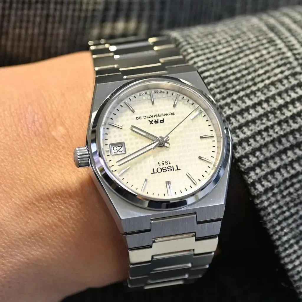 Tissot PRX 35mm automatico Swiss Made acciaio quadrante bianco Ref. T137.207.11.111.00 orologio elegante con bracciale integrato