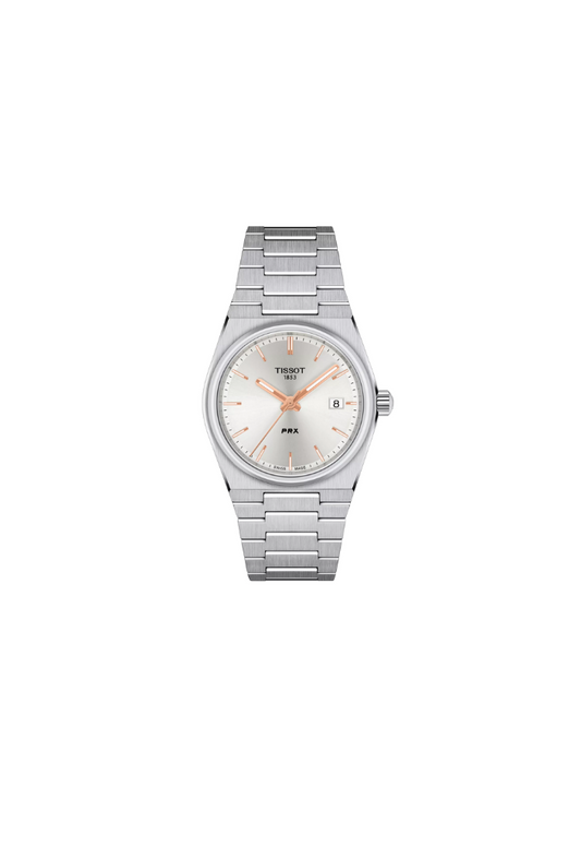 Tissot PRX 35mm quarzo Swiss Made acciaio quadrante argentato Ref. T137.210.11.031.00 orologio elegante con bracciale integrato