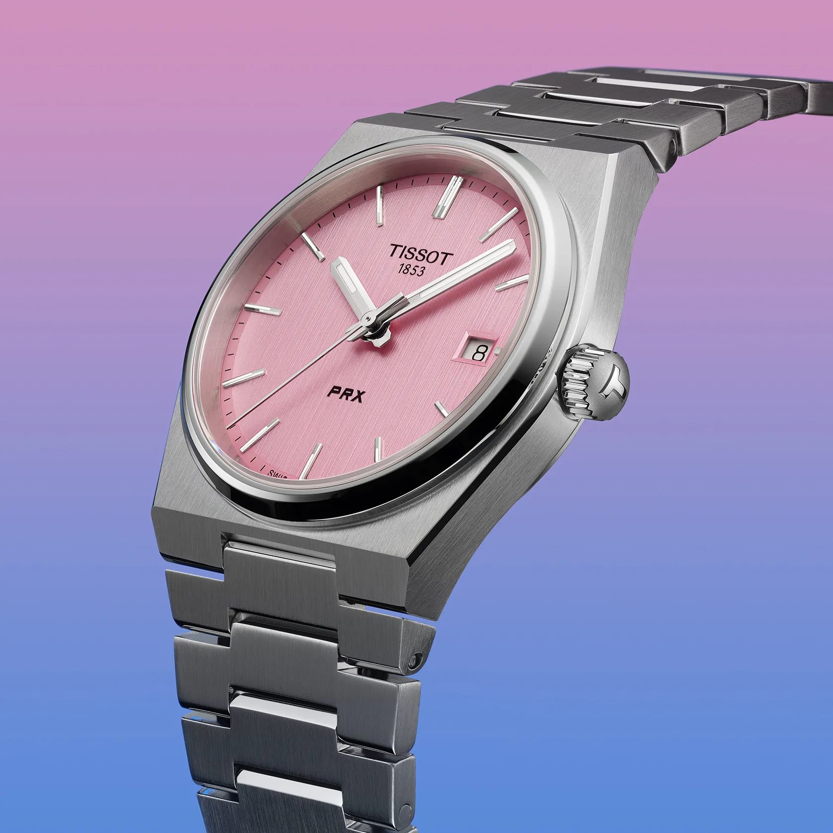 Tissot PRX 35mm quarzo Swiss Made acciaio quadrante rosa Ref. T137.210.11.331.00 orologio elegante con bracciale integrato