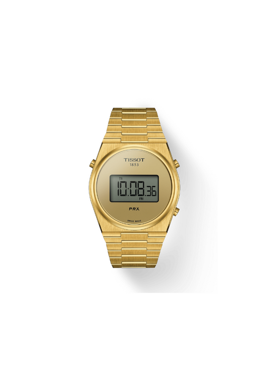Tissot PRX Digital 40mm T137.463.33.020.00 – Orologio quarzo Swiss Made con schermo digitale dorato e cassa oro