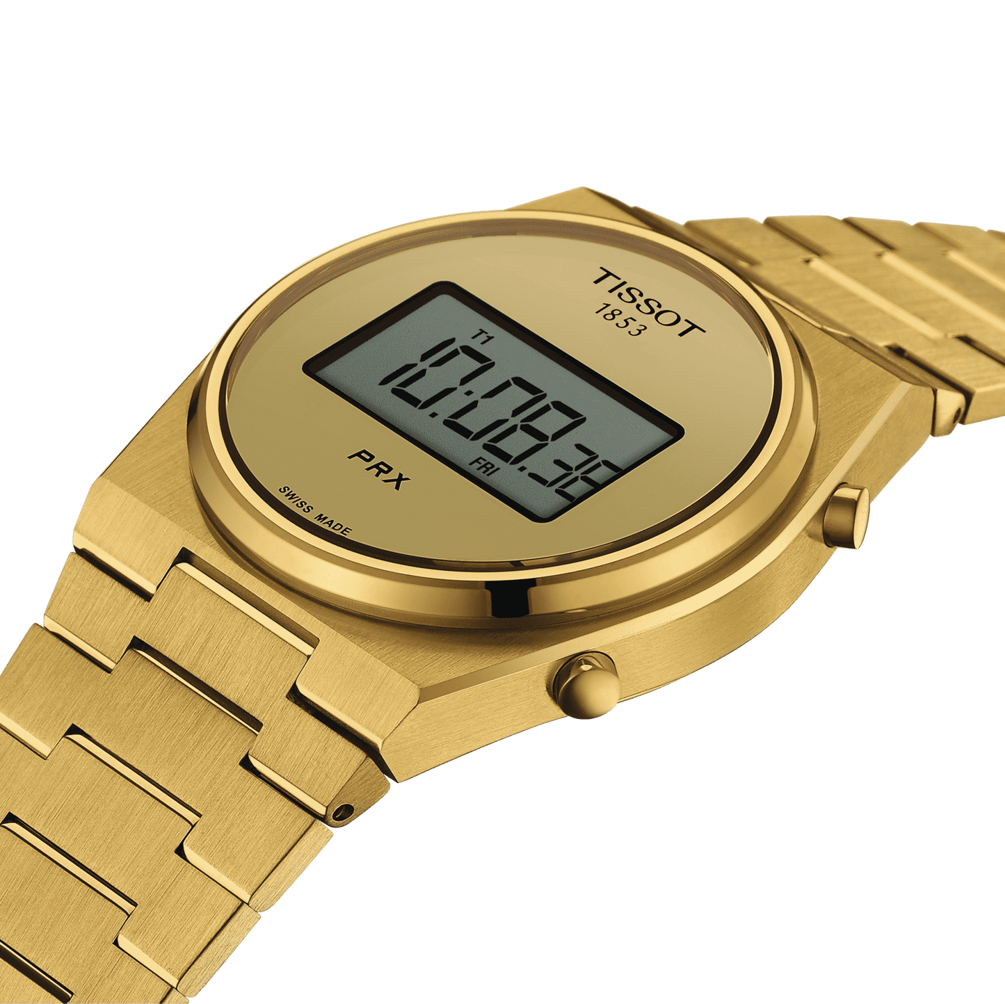 Tissot PRX Digital 40mm T137.463.33.020.00 – Orologio quarzo Swiss Made con schermo digitale dorato e cassa oro