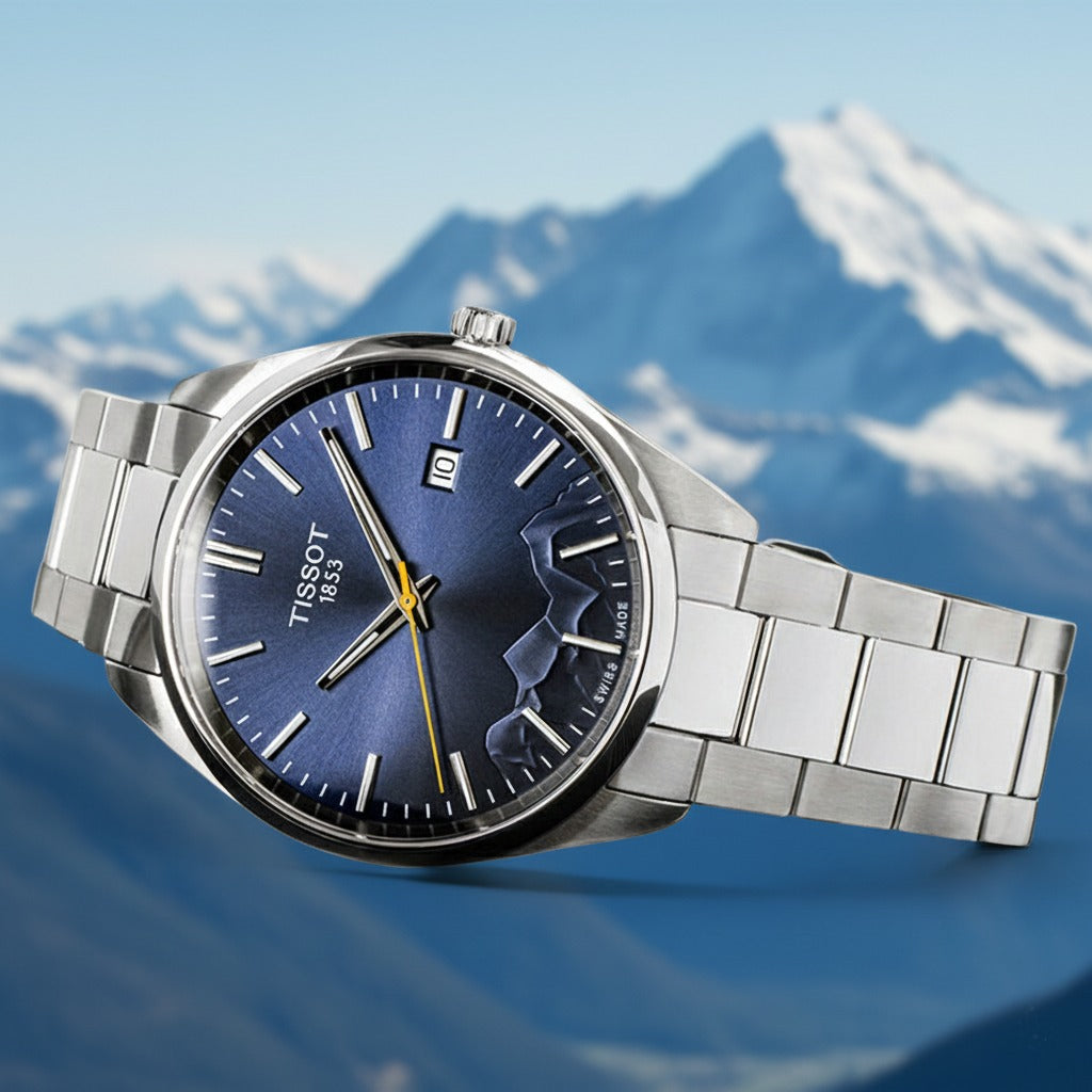 Tissot PR 100 Jungfraubahn Quarzo Swiss Made Blu 40mm T150.410.11.041.02 con cassa in acciaio 316L, vetro zaffiro e fondello inciso speciale