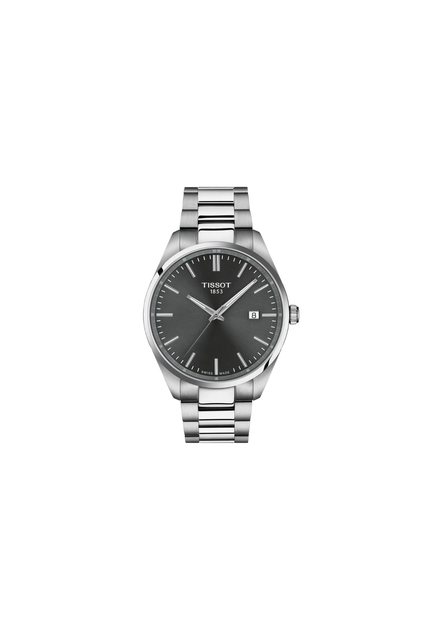 Tissot PR 100 T150.410.11.081.00 orologio uomo quarzo Swiss Made quadrante grigio cassa acciaio 316L 40mm vetro zaffiro