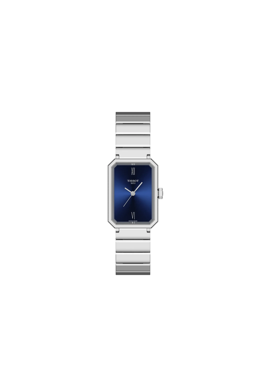Tissot SRV 30mm quarzo Swiss Made blu rettangolare acciaio T160.110.11.043.00