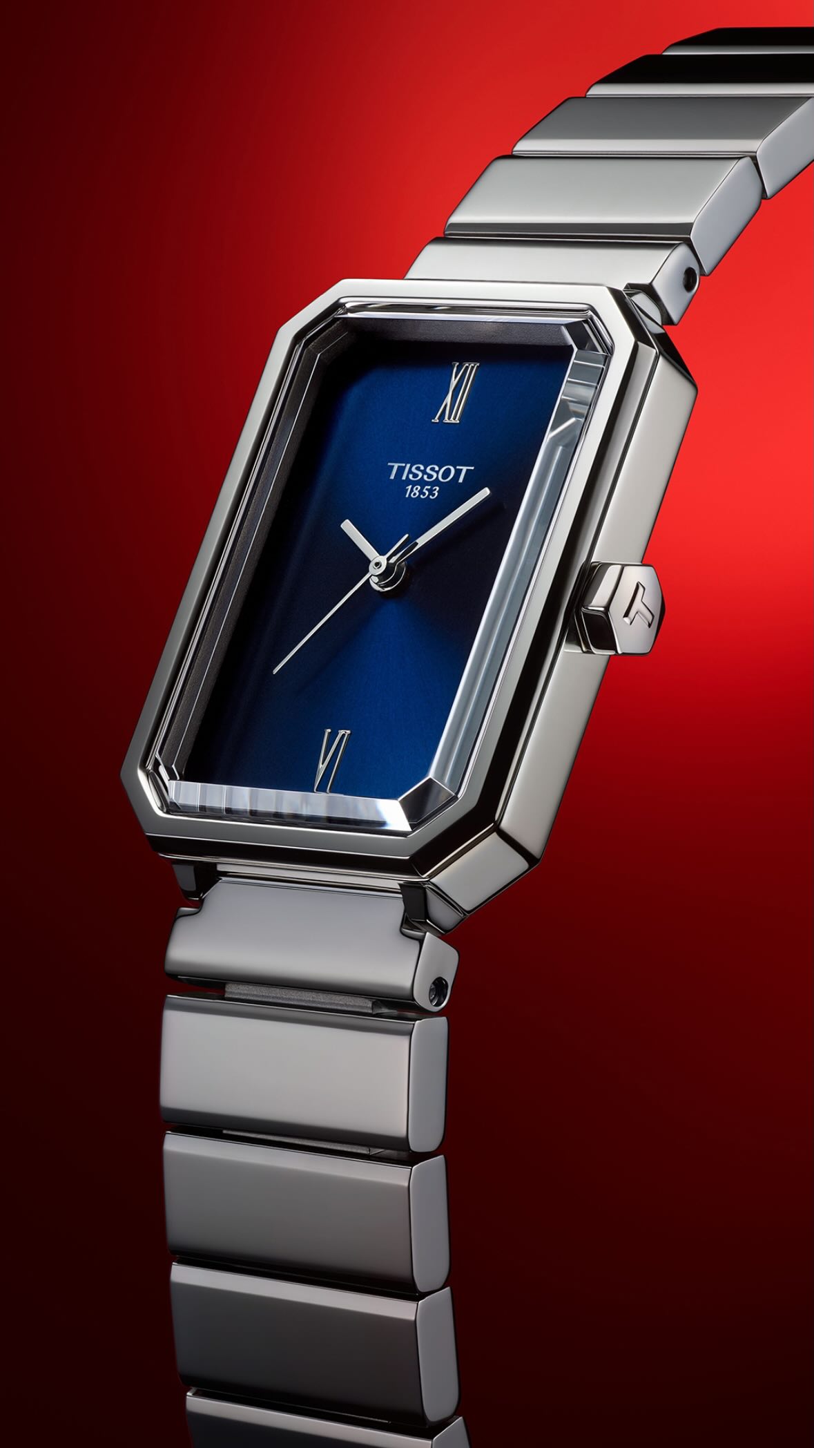 Tissot SRV 30mm quarzo Swiss Made blu rettangolare acciaio T160.110.11.043.00