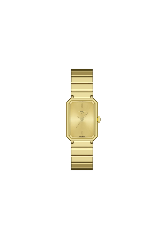 Tissot SRV quarzo Swiss Made oro champagne 30mm rettangolare T160.110.33.023.00