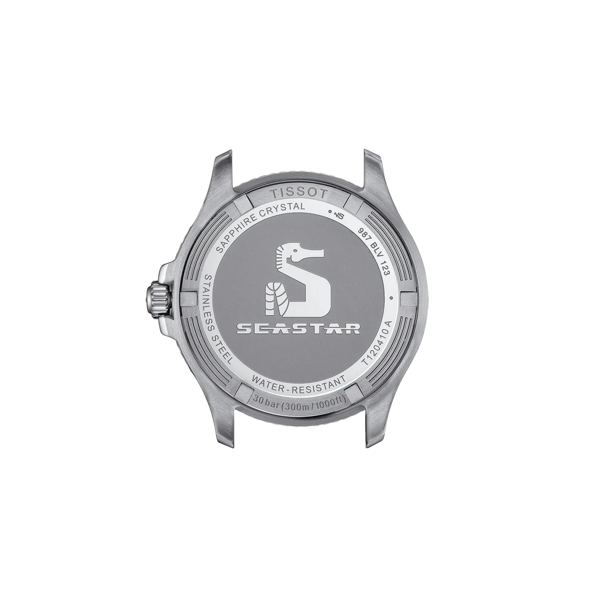 Tissot Seastar 1000 40mm T120.410.11.051.00 con quadrante nero, cassa in acciaio 316L, lunetta girevole e bracciale in acciaio.
