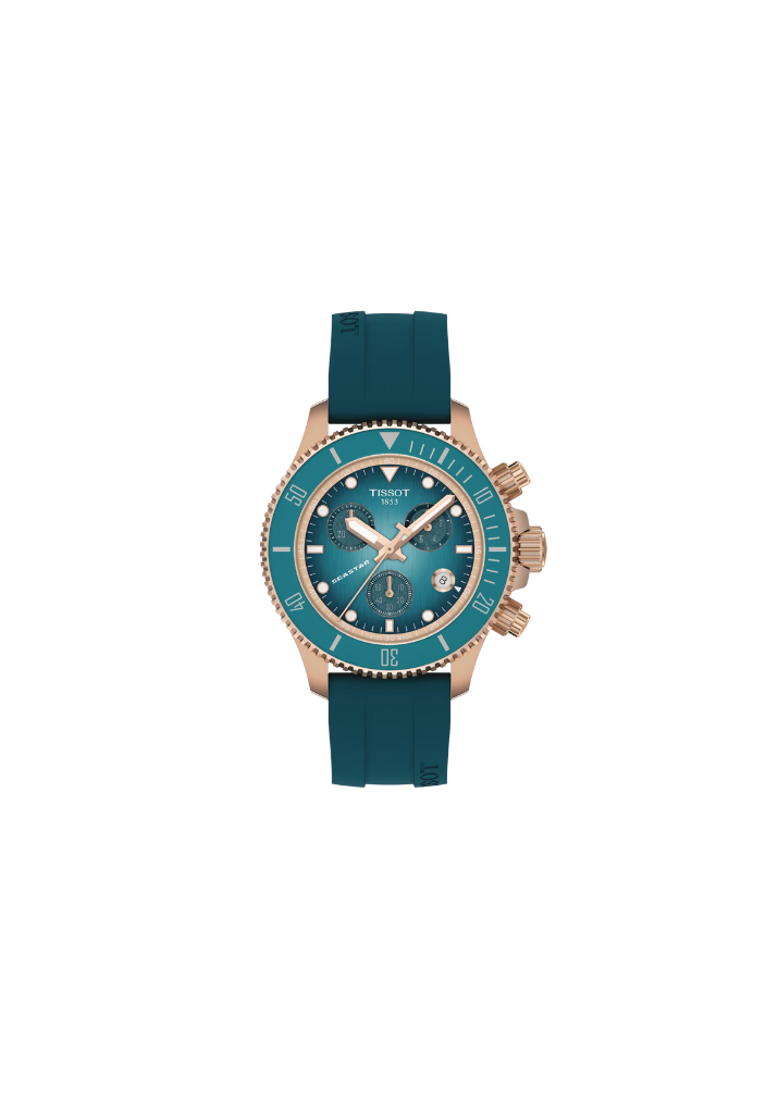 Tissot Seastar 1000 Chronograph 38mm quarzo blu PVD oro rosa T120.217.37.041.00 – cronografo Swiss Made con vetro zaffiro e cinturino silicone
