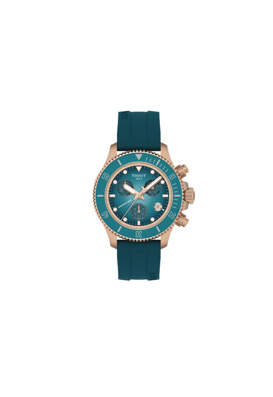 Tissot Seastar 1000 Chronograph 38mm quarzo blu PVD oro rosa T120.217.37.041.00 – cronografo Swiss Made con vetro zaffiro e cinturino silicone