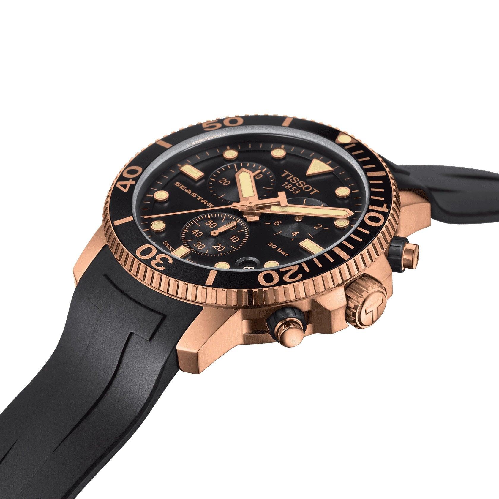 Tissot Seastar 1000 Chronograph Swiss Made Nero Oro 45.5mm Ref. T120.417.37.051.00 – Orologio sportivo uomo con cronografo e vetro zaffiro.