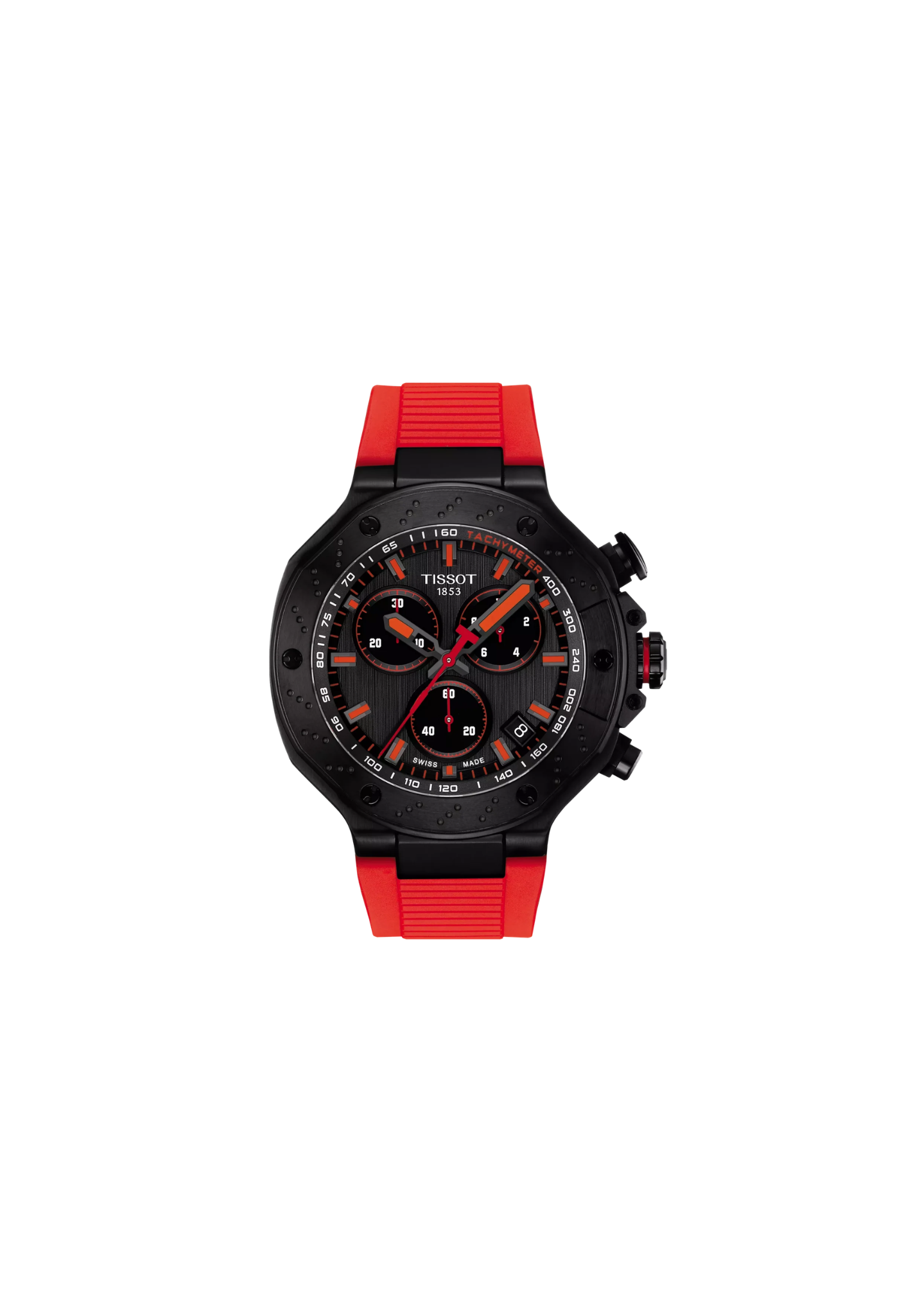 Tissot T-Race Chronograph T141.417.37.061.01 quarzo Swiss Made 45mm quadrante grigio cinturino rosso silicone