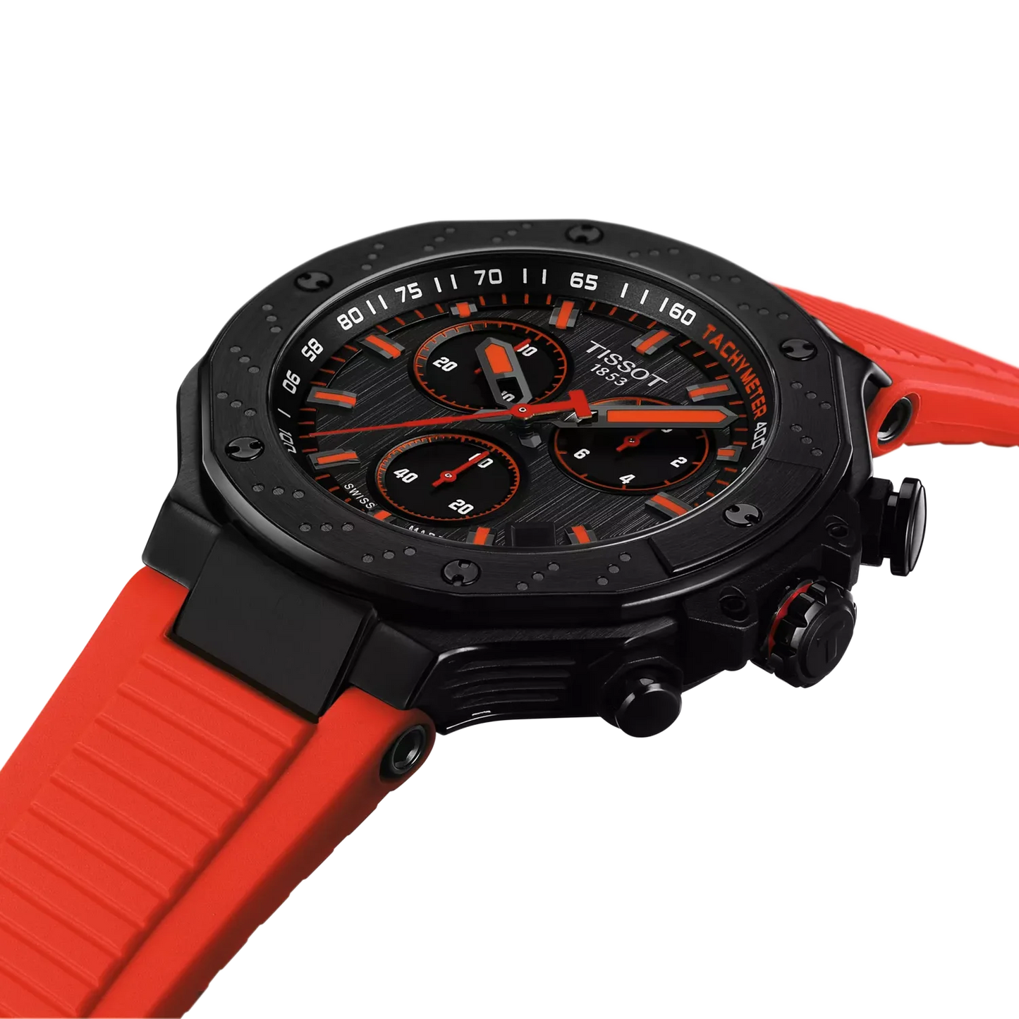 Tissot T-Race Chronograph T141.417.37.061.01 quarzo Swiss Made 45mm quadrante grigio cinturino rosso silicone