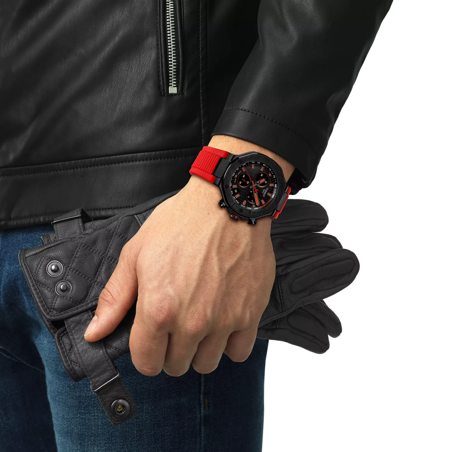 Tissot T-Race Chronograph T141.417.37.061.01 quarzo Swiss Made 45mm quadrante grigio cinturino rosso silicone