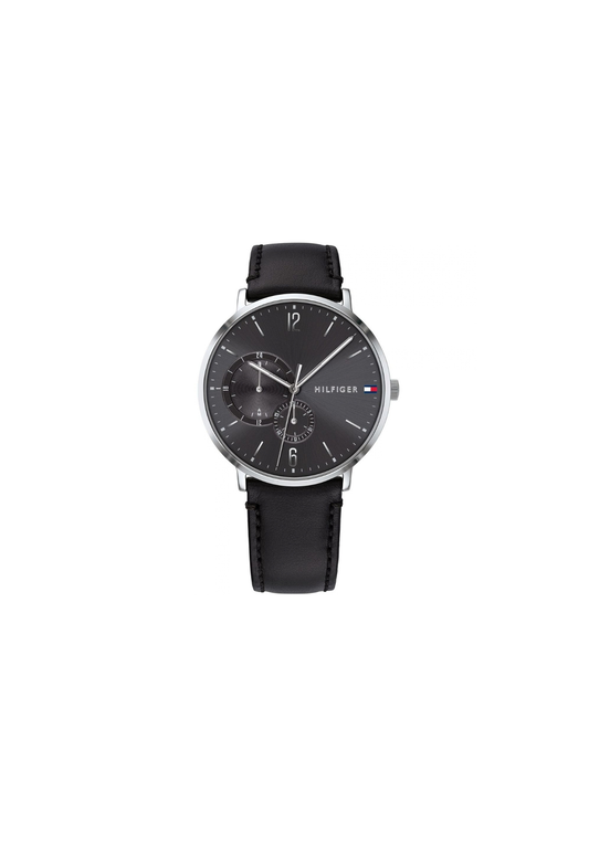 Tommy Hilfiger Brooklyn 1791509 uomo 40 mm con quadrante nero, cassa rotonda e cinturino in vera pelle nera.
