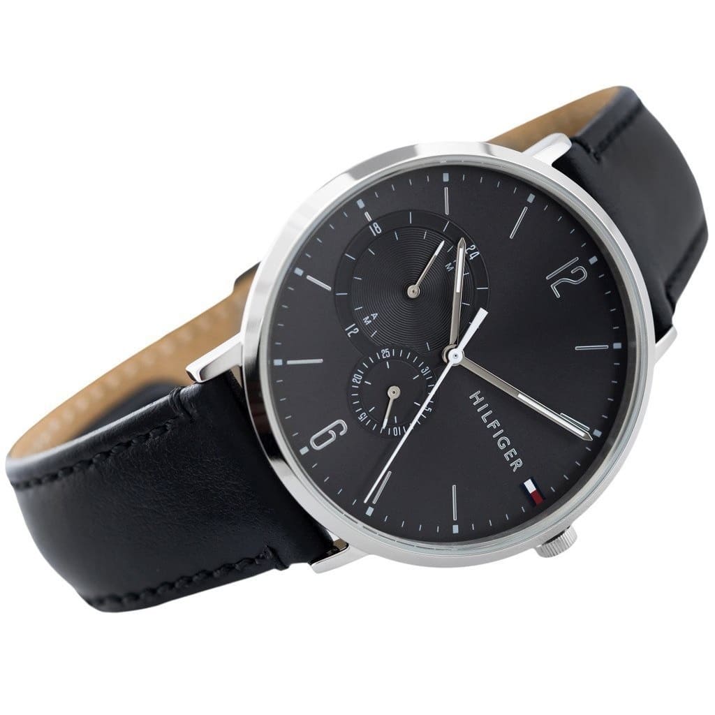 Tommy Hilfiger Brooklyn 1791509 uomo 40 mm con quadrante nero, cassa rotonda e cinturino in vera pelle nera.