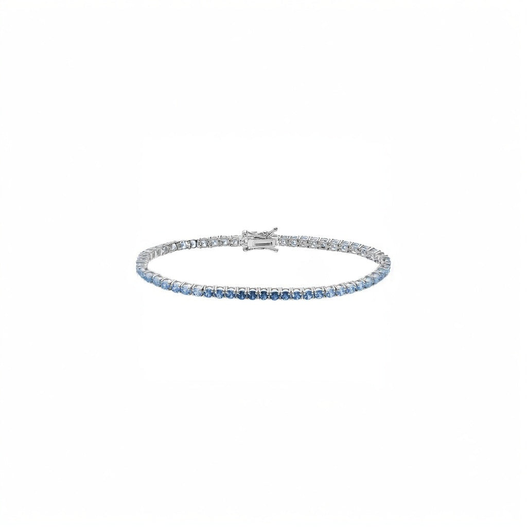 Blue, light blue and white tennis bracelet in 925 silver
