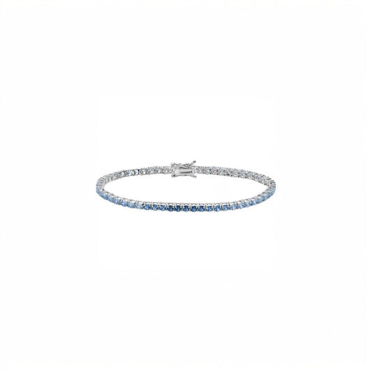 Blue, light blue and white tennis bracelet in 925 silver