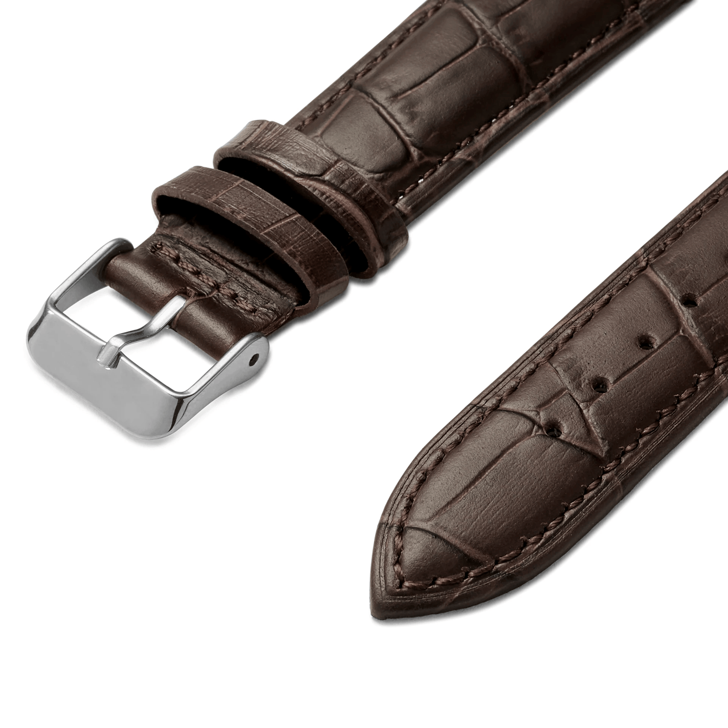 Dark brown leather strap – with grain