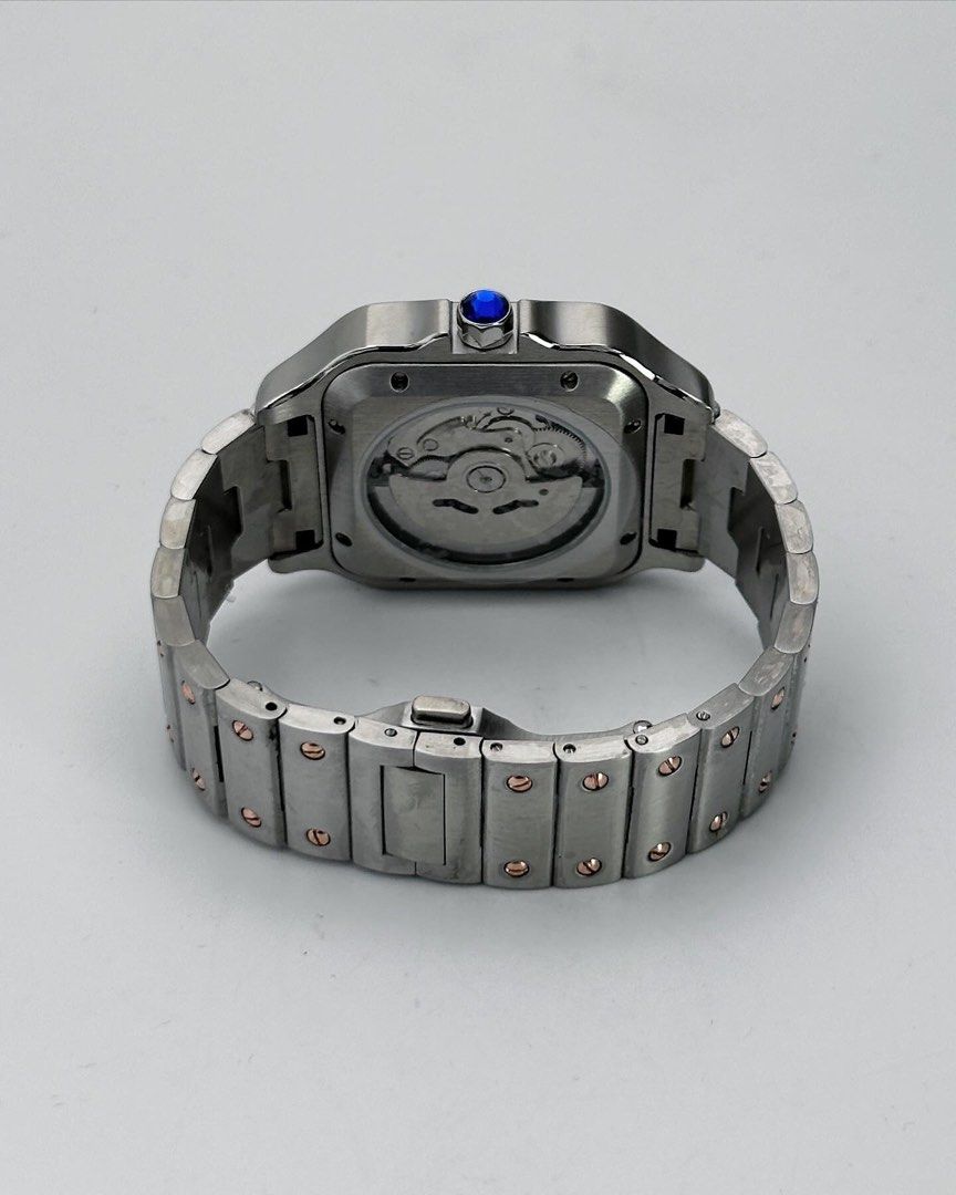 Santos Mod Custom 38mm – Orologio automatico bi-color oro e oro rosa, quadrante marrone, cinturino in acciaio, realizzato su prenotazione – mdr watch