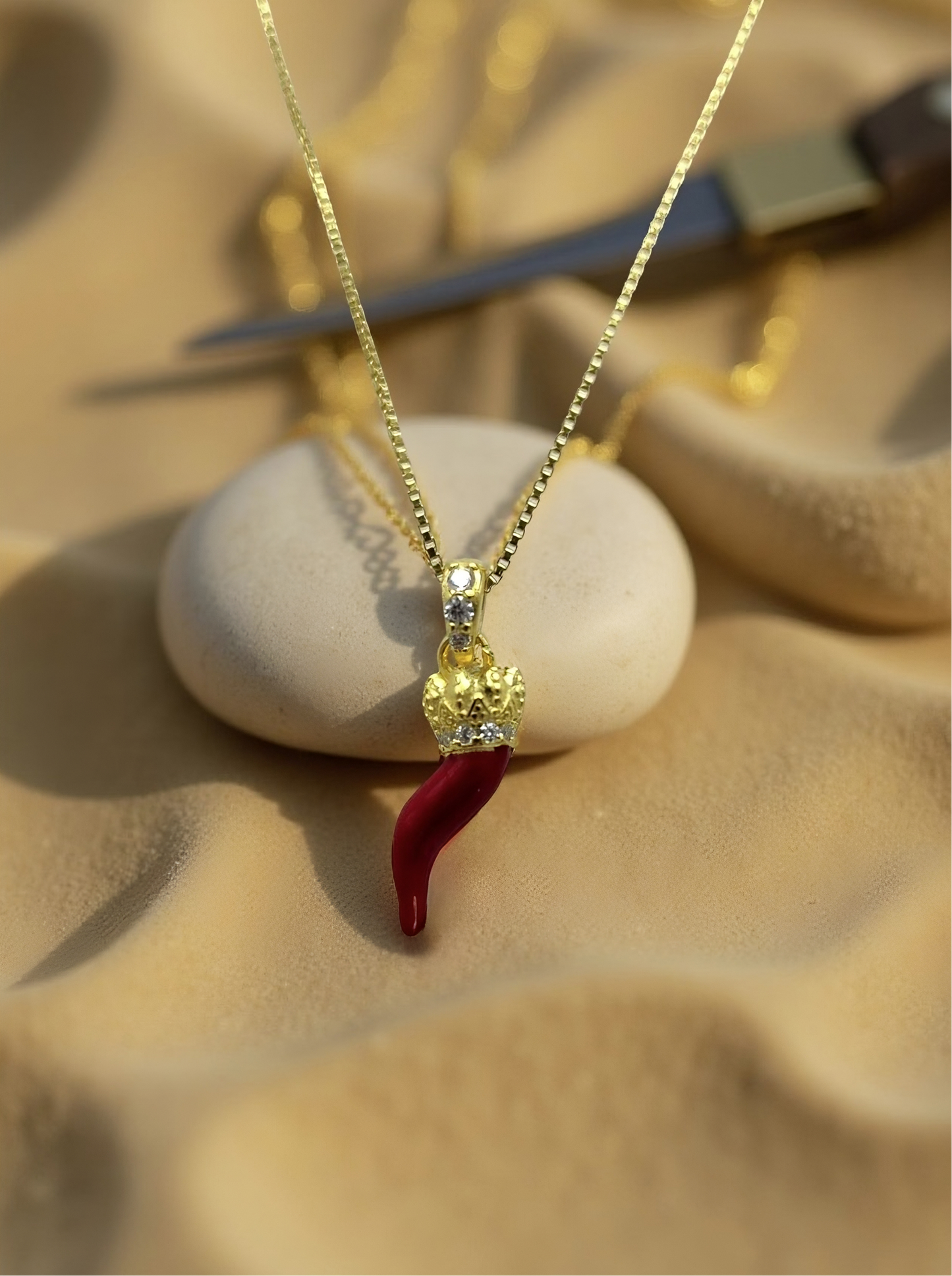 Collana in Argento 925 con Cornetto Rosso – Un talismano di eleganza e fortuna