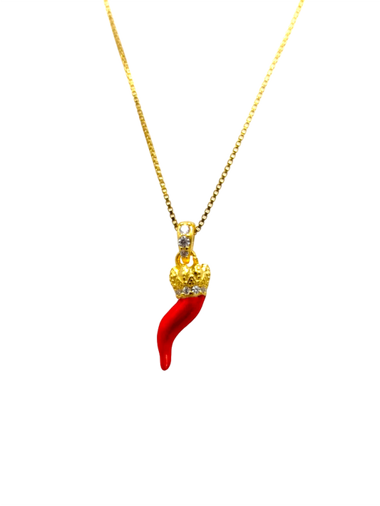 Collana in Argento 925 con Cornetto Rosso – Un talismano di eleganza e fortuna