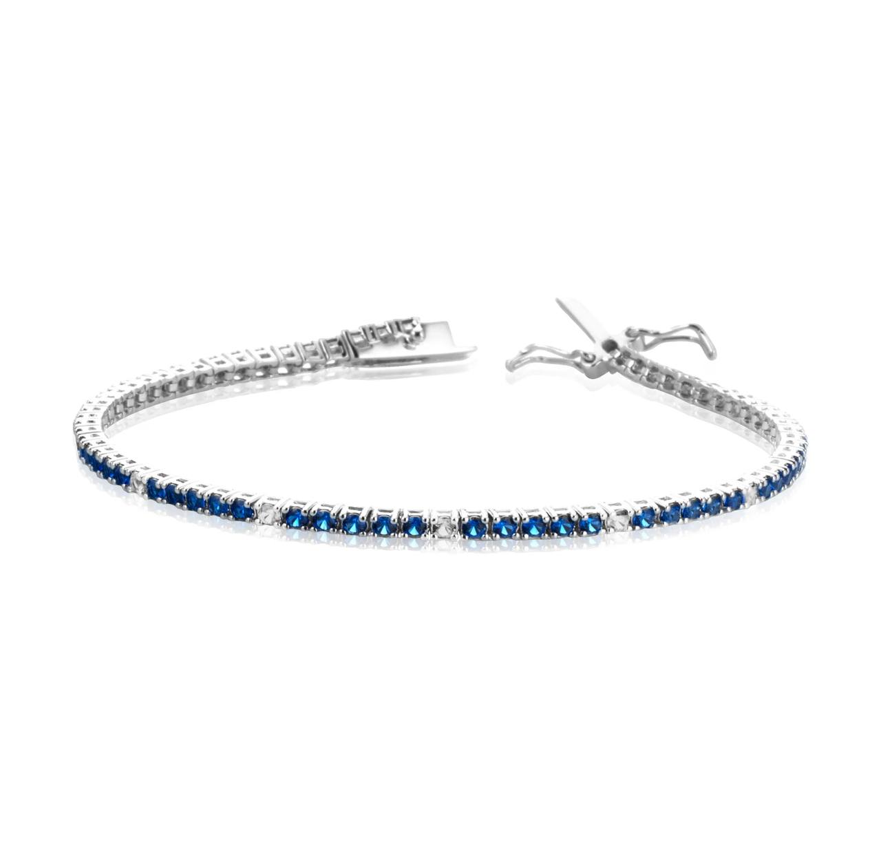 Braccialetto Tennis in Argento 925 Blu e Bianco