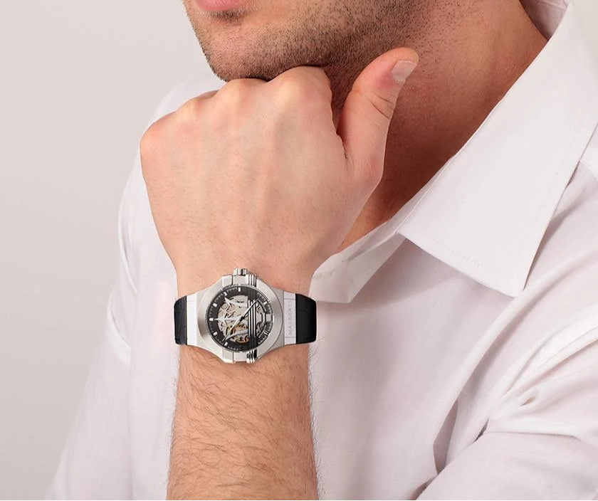 Orologio Maserati R8821108001 Automatico Uomo Scheletrato Pelle Nero 42mm