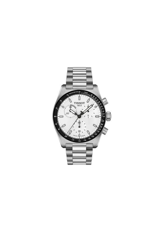 Tissot PR516 Chronograph Quartz T149.417.11.011.00 40mm quadrante bianco cronografo Swiss Made acciaio inox vetro zaffiro