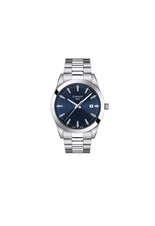 Orologio Tissot Gentleman T127.410.11.041.00 uomo quarzo svizzero, quadrante blu, vetro zaffiro, cassa acciaio 40 mm