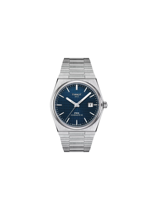 Orologio Tissot PRX Powermatic 80 T1374071104100 automatico blu, 40 mm, vetro zaffiro, fondello trasparente

