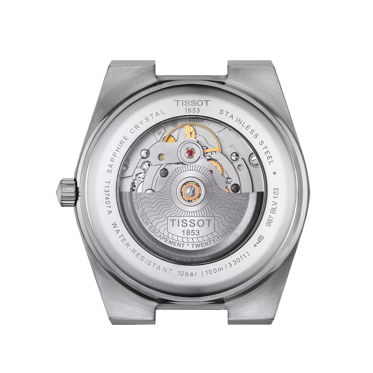 Orologio Tissot PRX Powermatic 80 T1374071105100 automatico nero, 40 mm, fondello trasparente, vetro zaffiro

