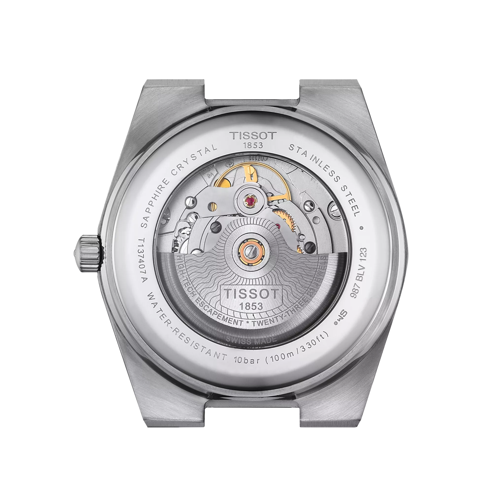 Orologio Tissot PRX Powermatic 80 T1374071105100 automatico nero, 40 mm, fondello trasparente, vetro zaffiro

