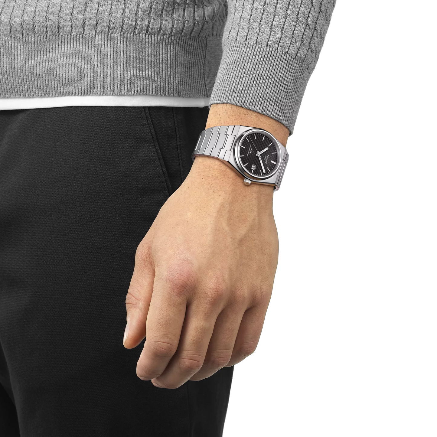 Orologio Tissot PRX Powermatic 80 T1374071105100 automatico nero, 40 mm, fondello trasparente, vetro zaffiro

